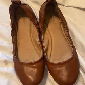 Brown leather ballet flats